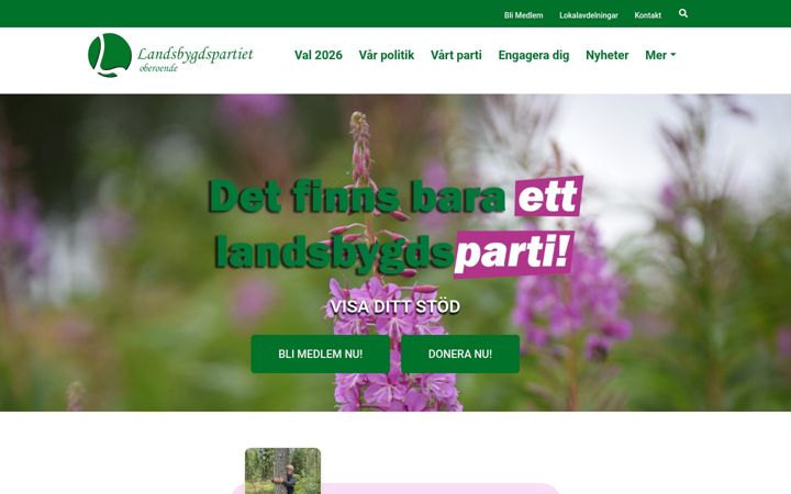 Screenshot of landsbygdspartiet.org