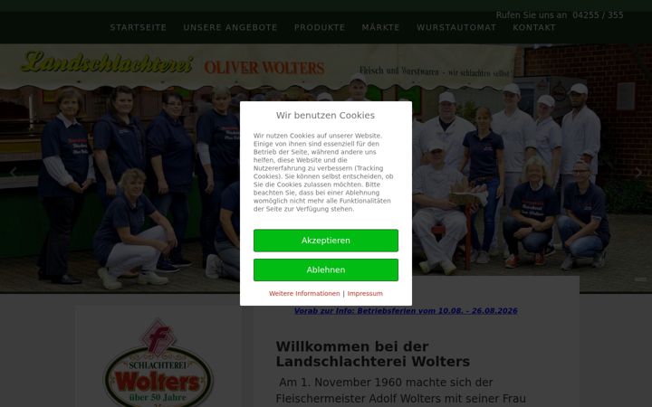 Screenshot of landschlachterei-wolters.de
