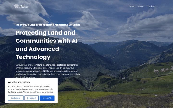 Screenshot of landsentinel.com