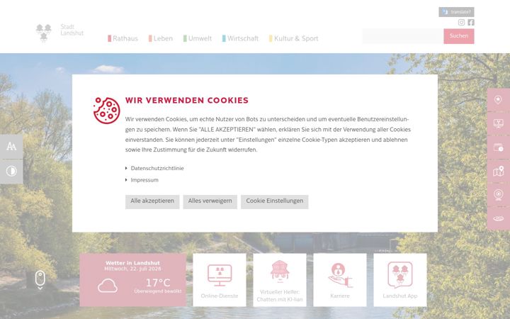 Screenshot of landshut.de