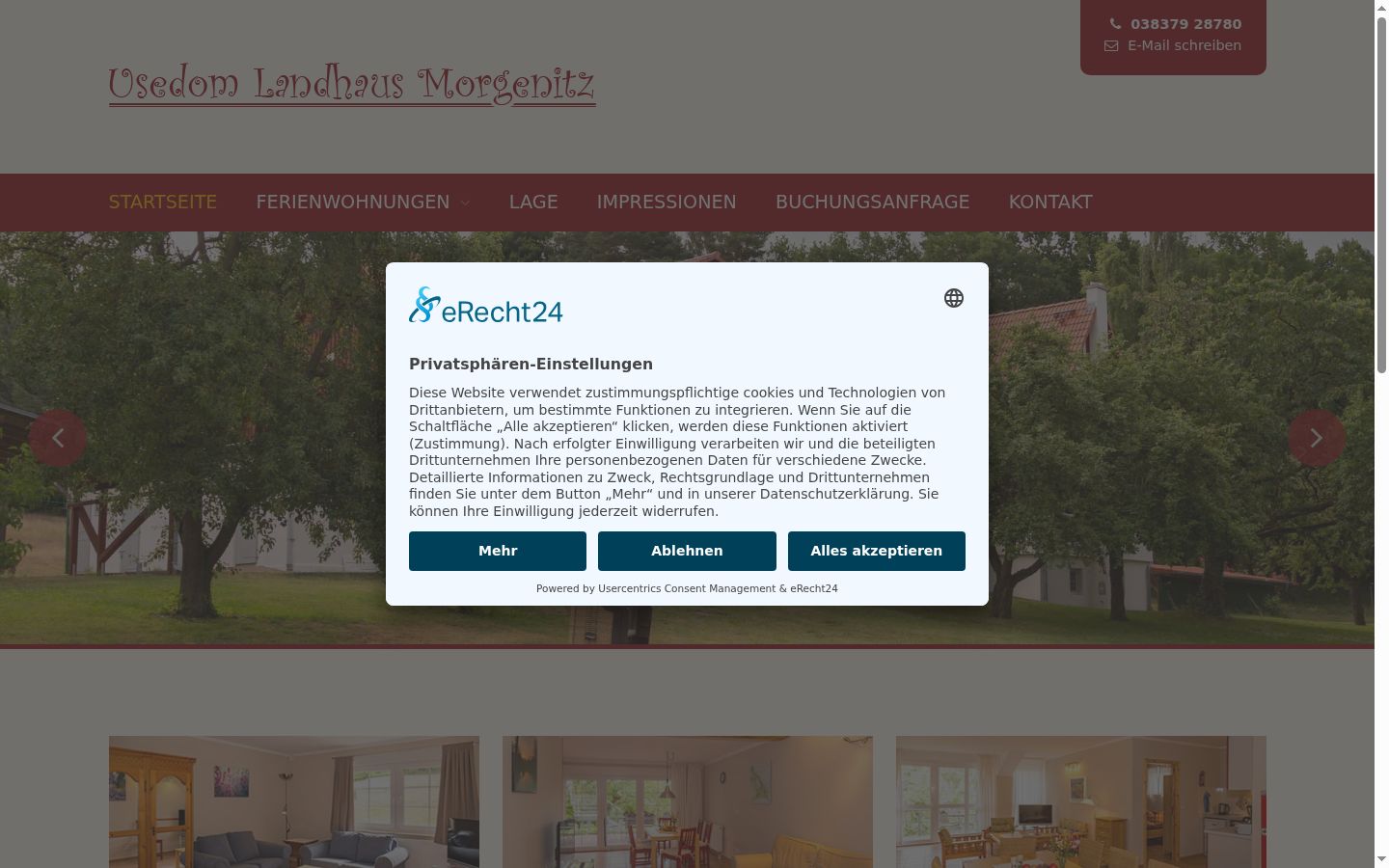 Screenshot del banner di consenso mostrato prima di qualsiasi interazione