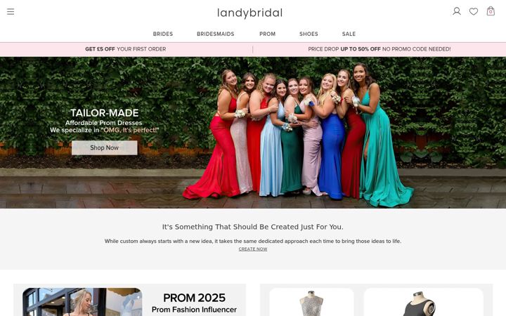 Screenshot of landybridal.co.uk