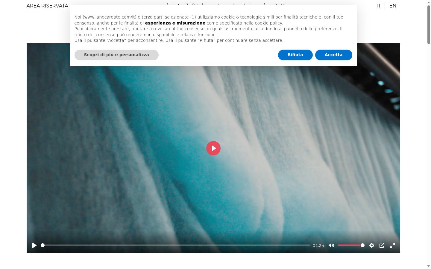 Screenshot del banner di consenso mostrato prima di qualsiasi interazione