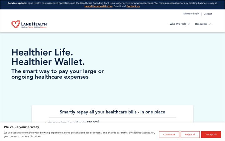 Screenshot of lanehealth.com
