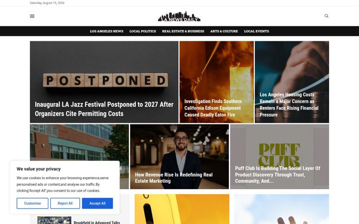 Screenshot of lanewsdaily.com
