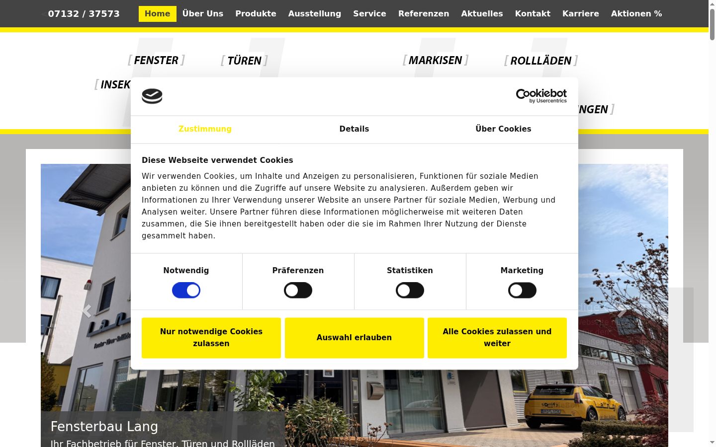 Screenshot des Einwilligungsbanners vor jeglicher Interaktion