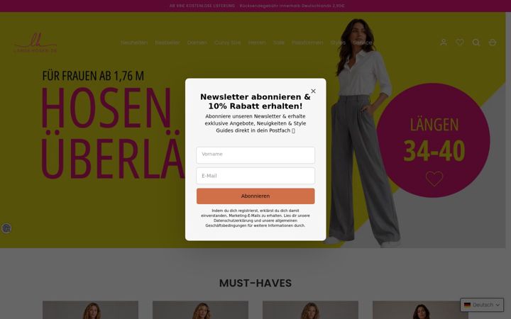 Screenshot of lange-hosen.myshopify.com