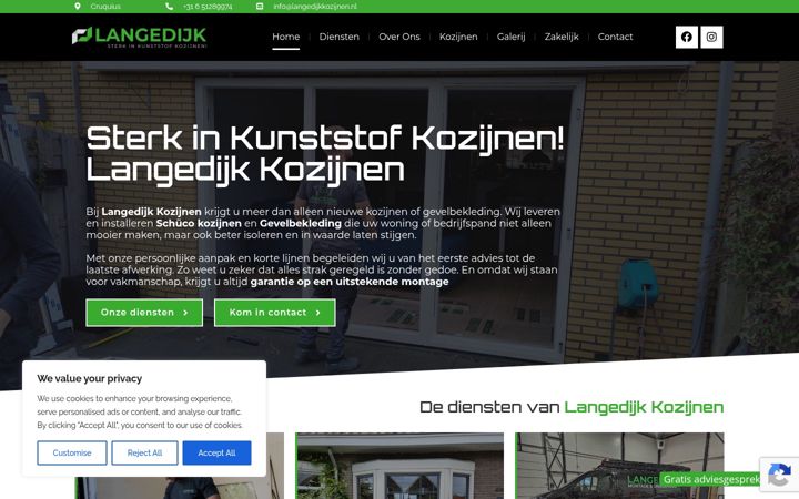 Screenshot of langedijkkozijnen.nl
