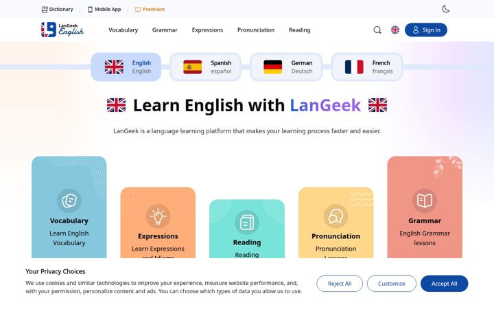Captura de ecrã de langeek.co