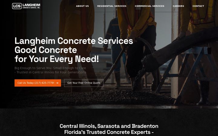 Screenshot of langheimconcrete.com