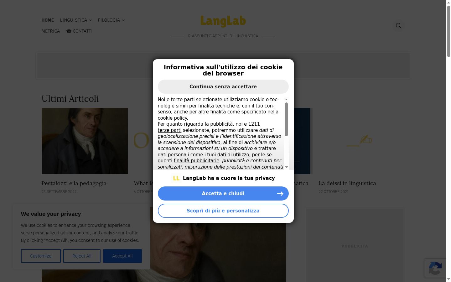 Skjermbilde av samtykkebanneret slik det vises før noen interaksjon