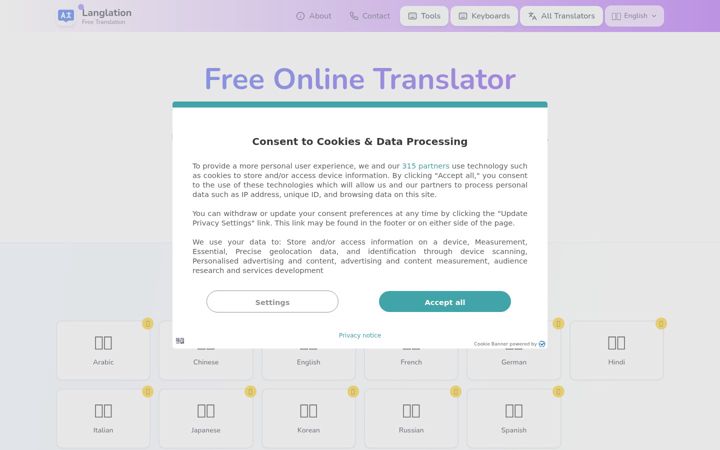 Screenshot of langlation.com