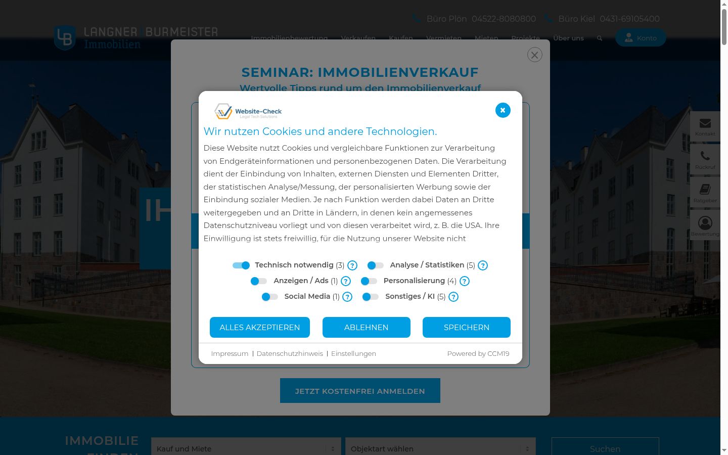 Screenshot tal-banner tal-kunsens muri qabel kwalunkwe interazzjoni