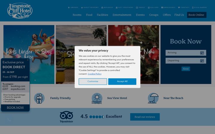 Screenshot of langstone-hotel.co.uk