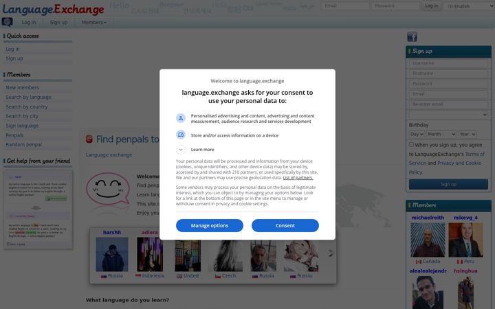 Screenshot of language.exchange