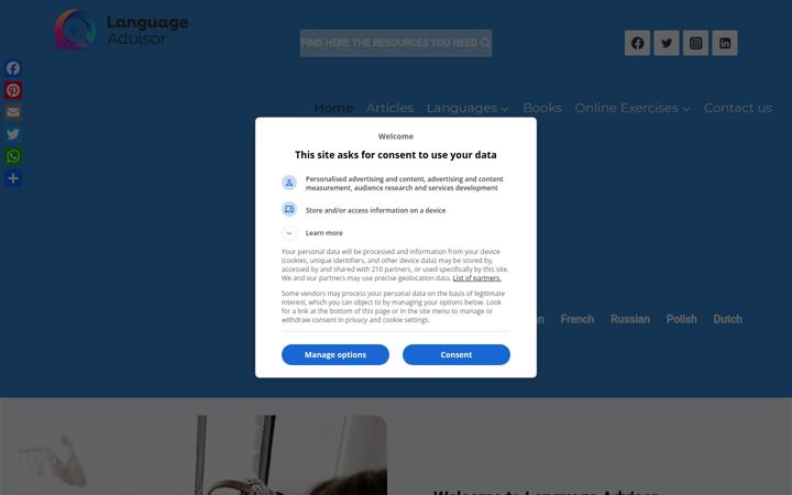 Screenshot of languageadvisor.net