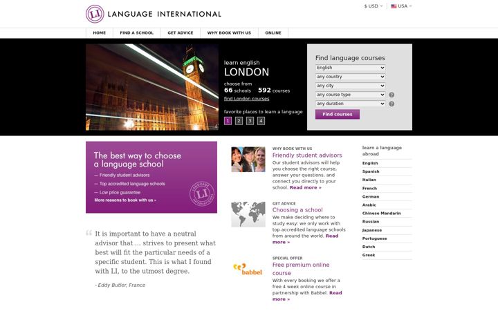 Screenshot of languageinternational.com