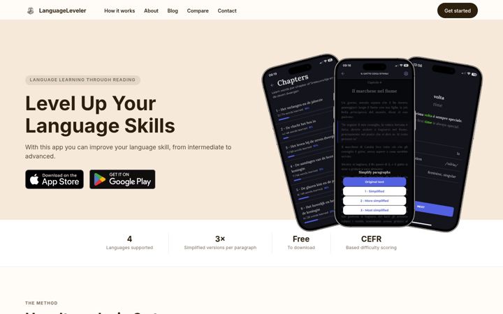 Screenshot of languageleveler.com