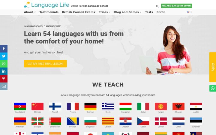 Screenshot of languagelifeschool.com