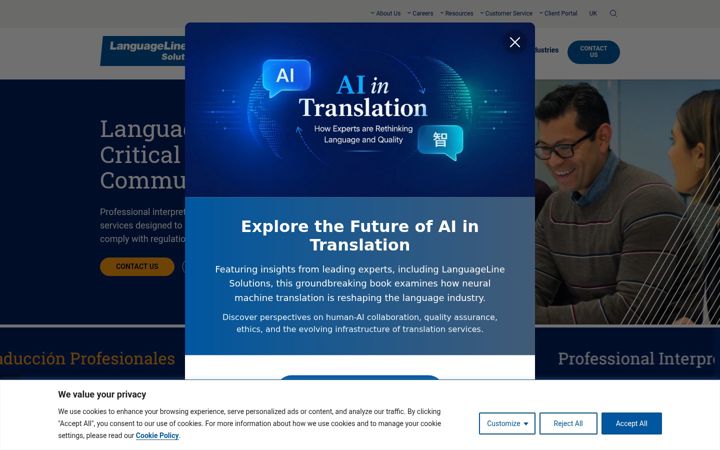 Screenshot of languageline.com