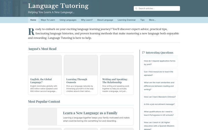 Screenshot of languagetutoring.co.uk