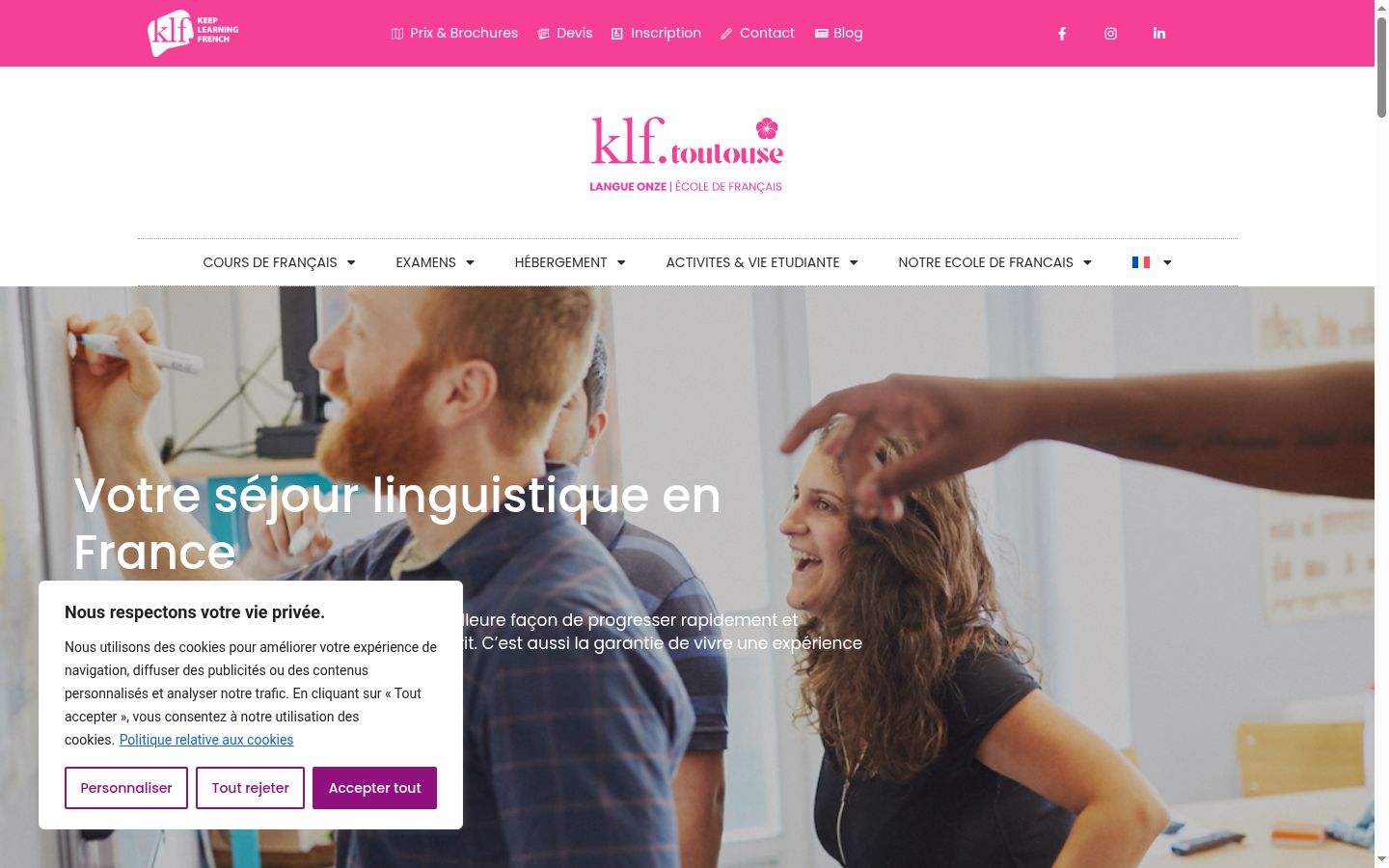 Screenshot of the consent banner shown before any interaction