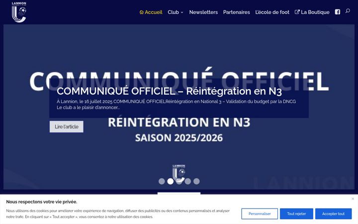 Screenshot of lannionfc.com