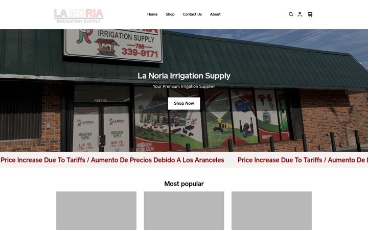 Screenshot of lanoriairrigationsupply.com