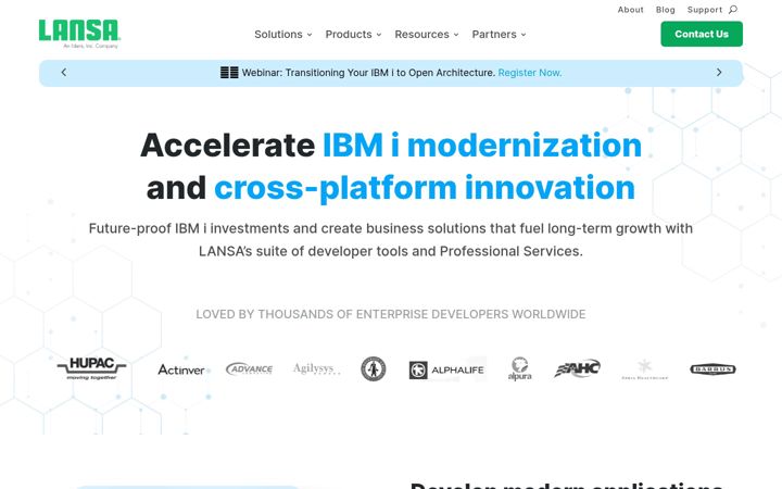 Screenshot of lansa.com