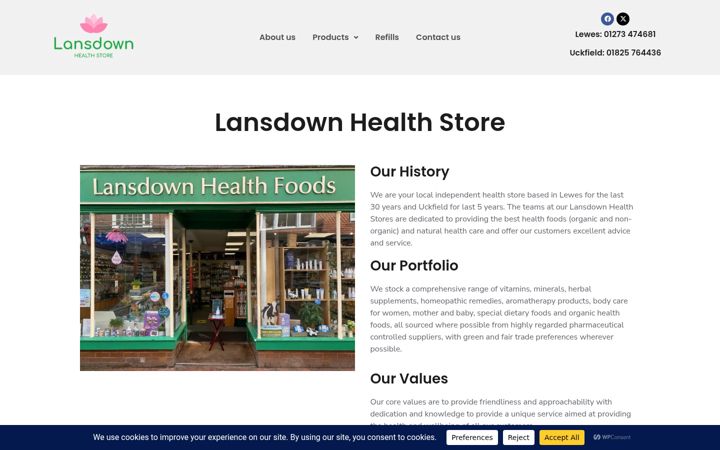 Screenshot of lansdownhealthstore.co.uk