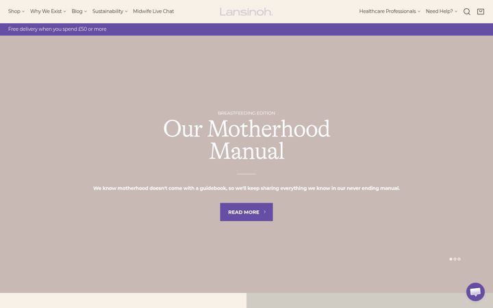 Screenshot of lansinoh.co.uk
