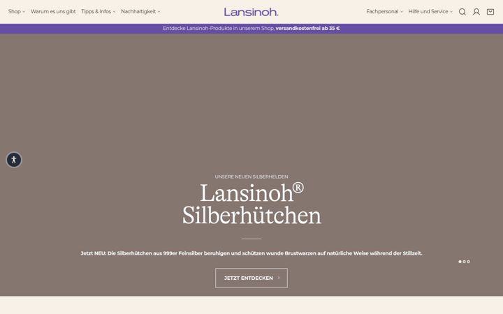 Screenshot of lansinoh.de