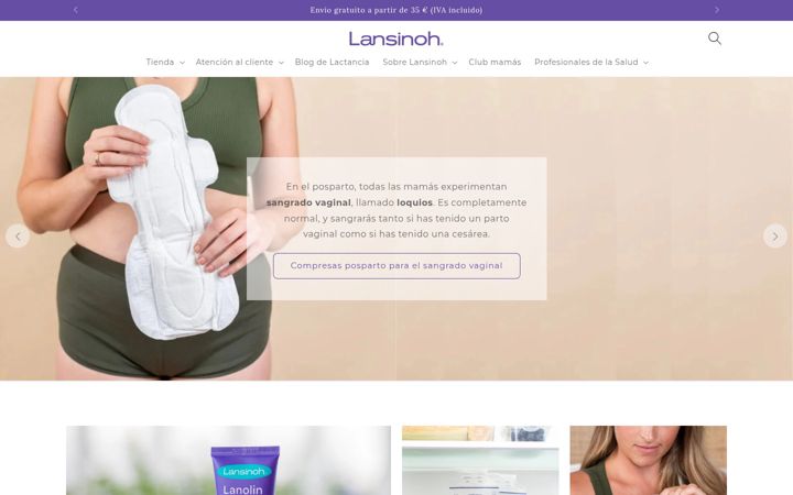Screenshot of lansinoh.es