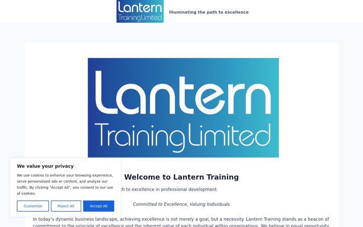 Screenshot of lantern-training.co.uk