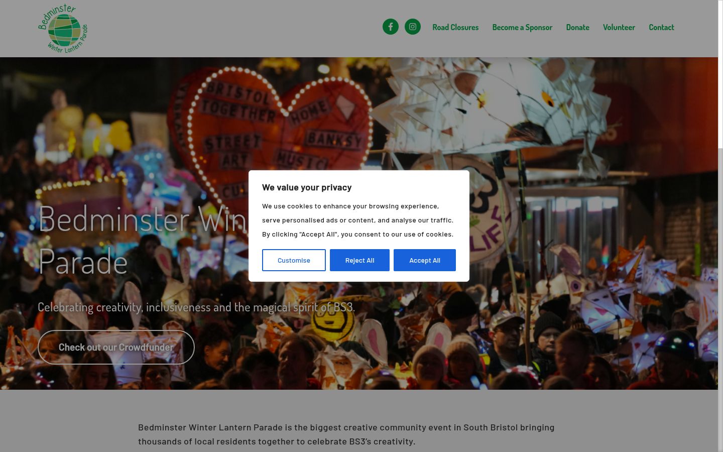 Screenshot tal-banner tal-kunsens muri qabel kwalunkwe interazzjoni