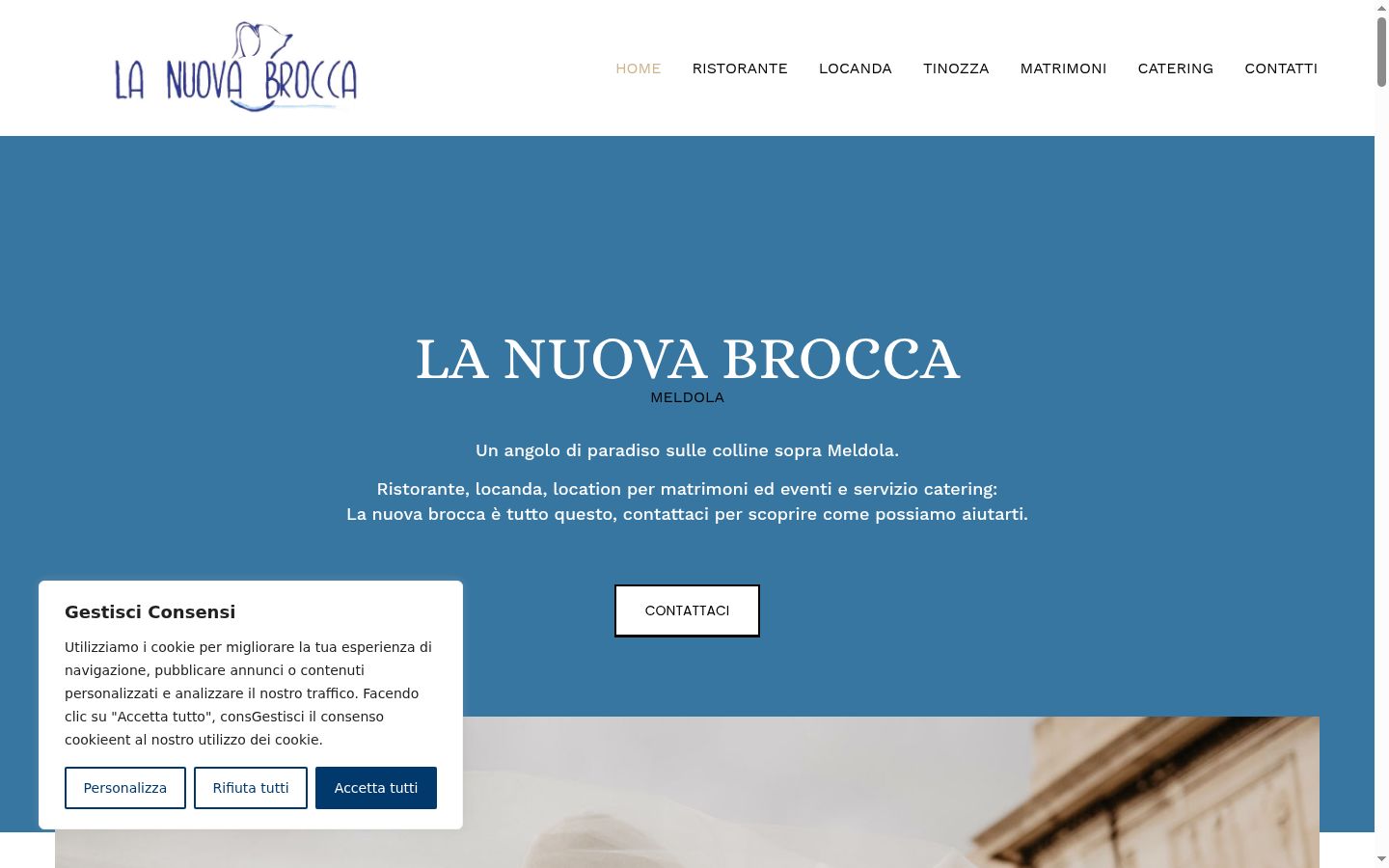 Screenshot del banner di consenso mostrato prima di qualsiasi interazione
