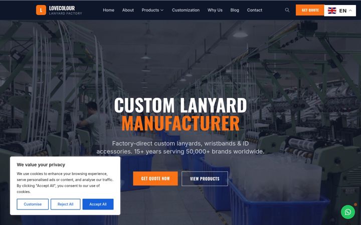 Screenshot of lanyardfactorydirect.com