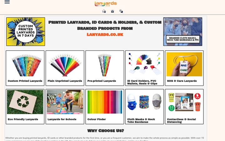 Screenshot of lanyards.co.uk
