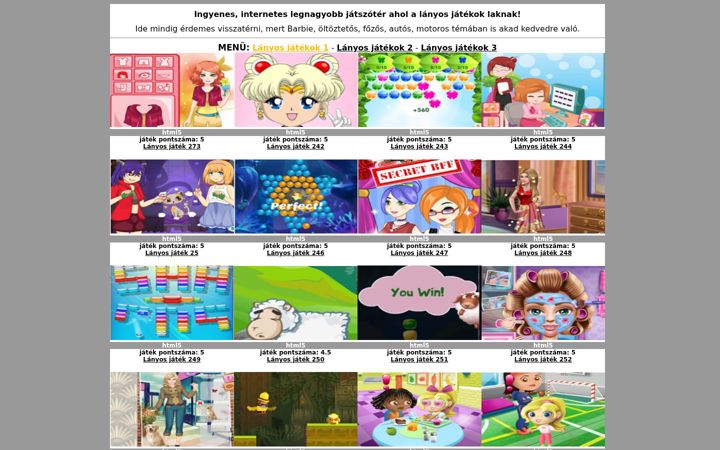 Screenshot of lanyosjatekok.eu