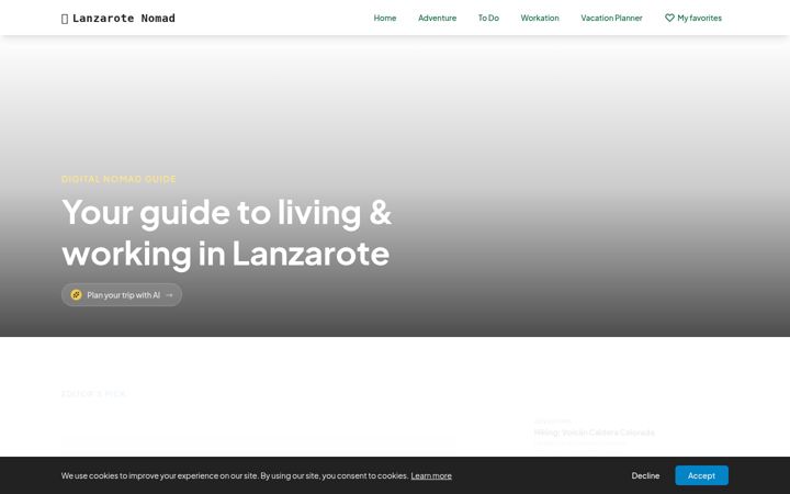 Screenshot of lanzarotenomad.com