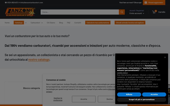 Screenshot of lanzonicarburatori.com