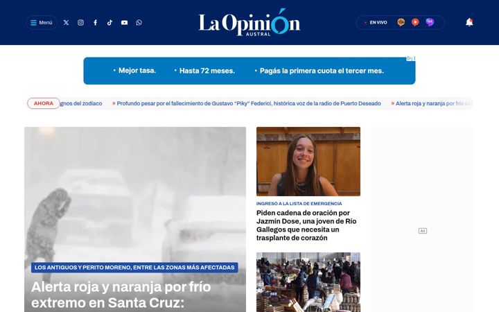 Ekrānuzņēmums no laopinionaustral.com.ar