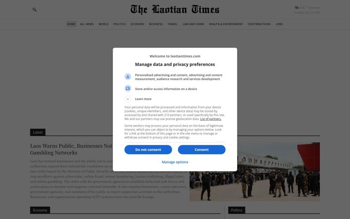 Snímek obrazovky laotiantimes.com