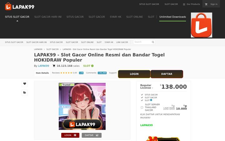 Screenshot of lapak99-rtp.com