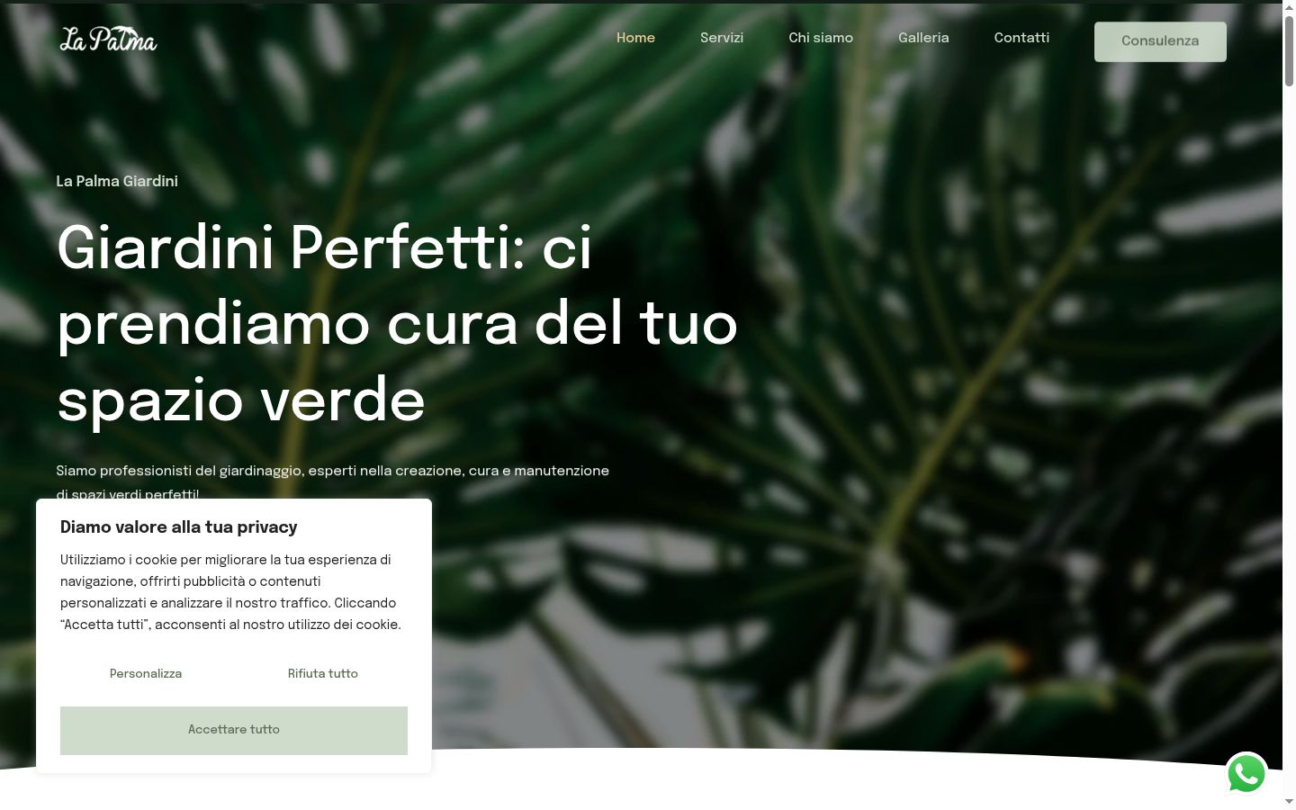 Screenshot del banner di consenso mostrato prima di qualsiasi interazione