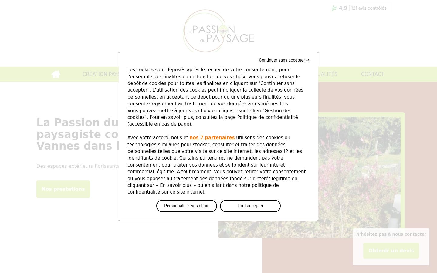 Capture d'écran de la bannière de consentement affichée avant toute interaction
