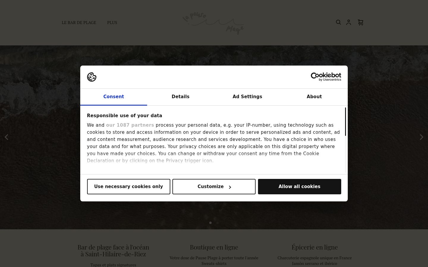Screenshot of the consent banner shown before any interaction