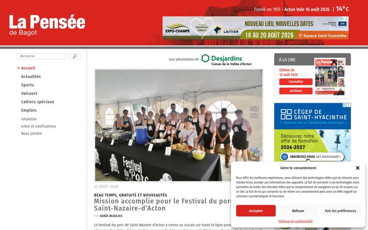 Screenshot of lapensee.qc.ca