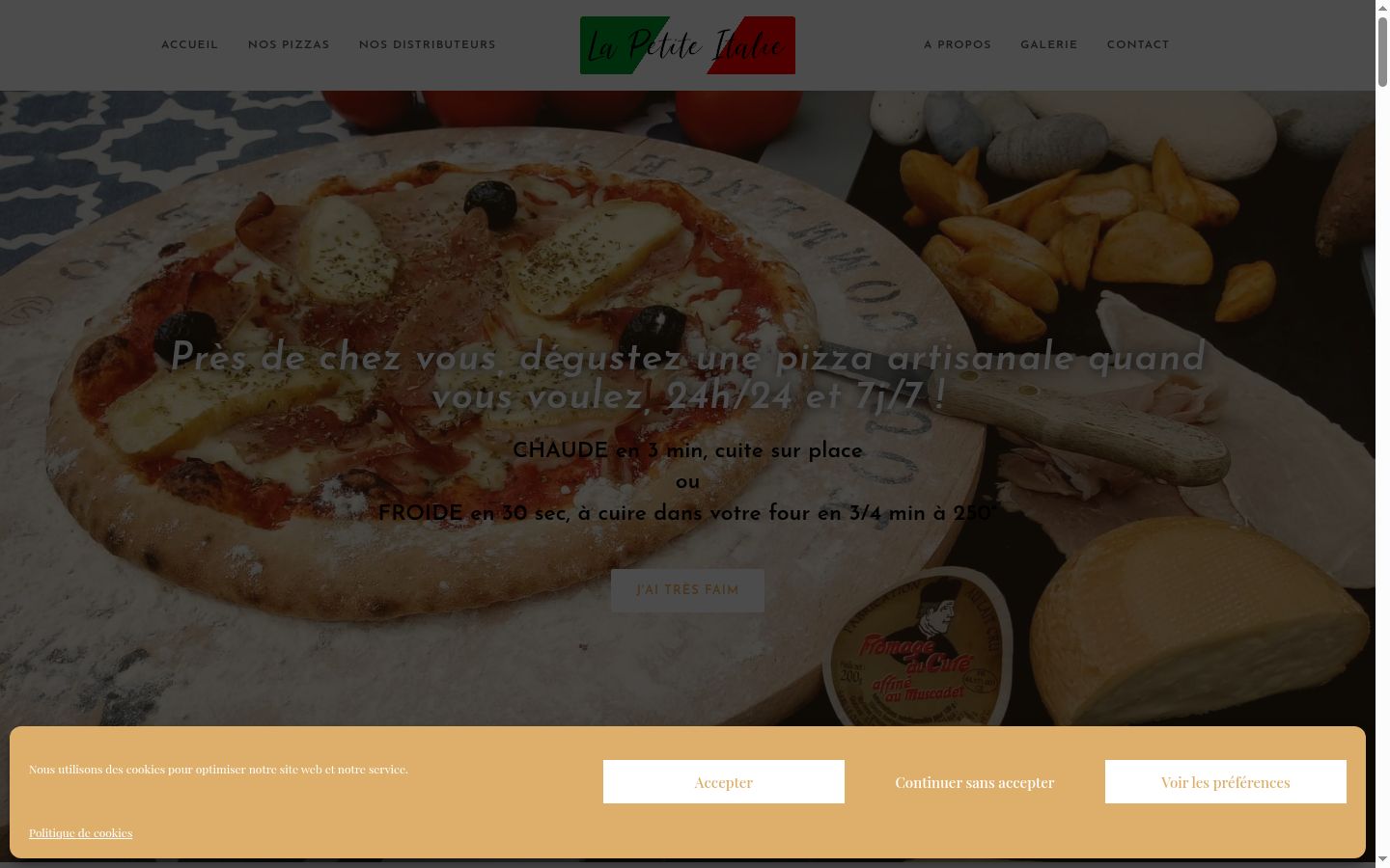 Screenshot del banner di consenso mostrato prima di qualsiasi interazione