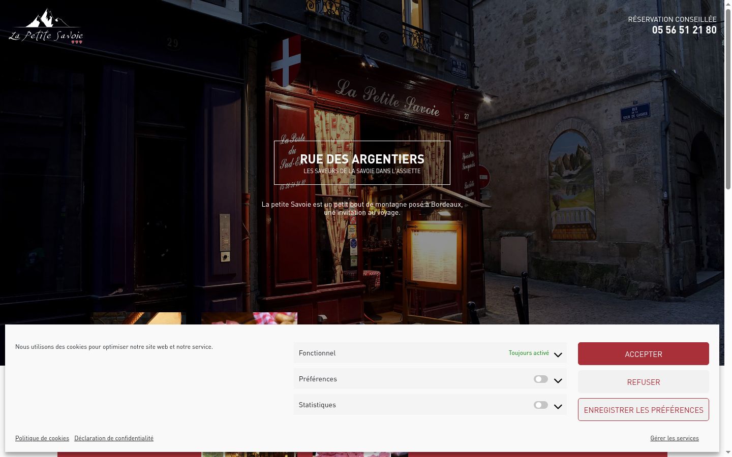 Capture d'écran de la bannière de consentement affichée avant toute interaction